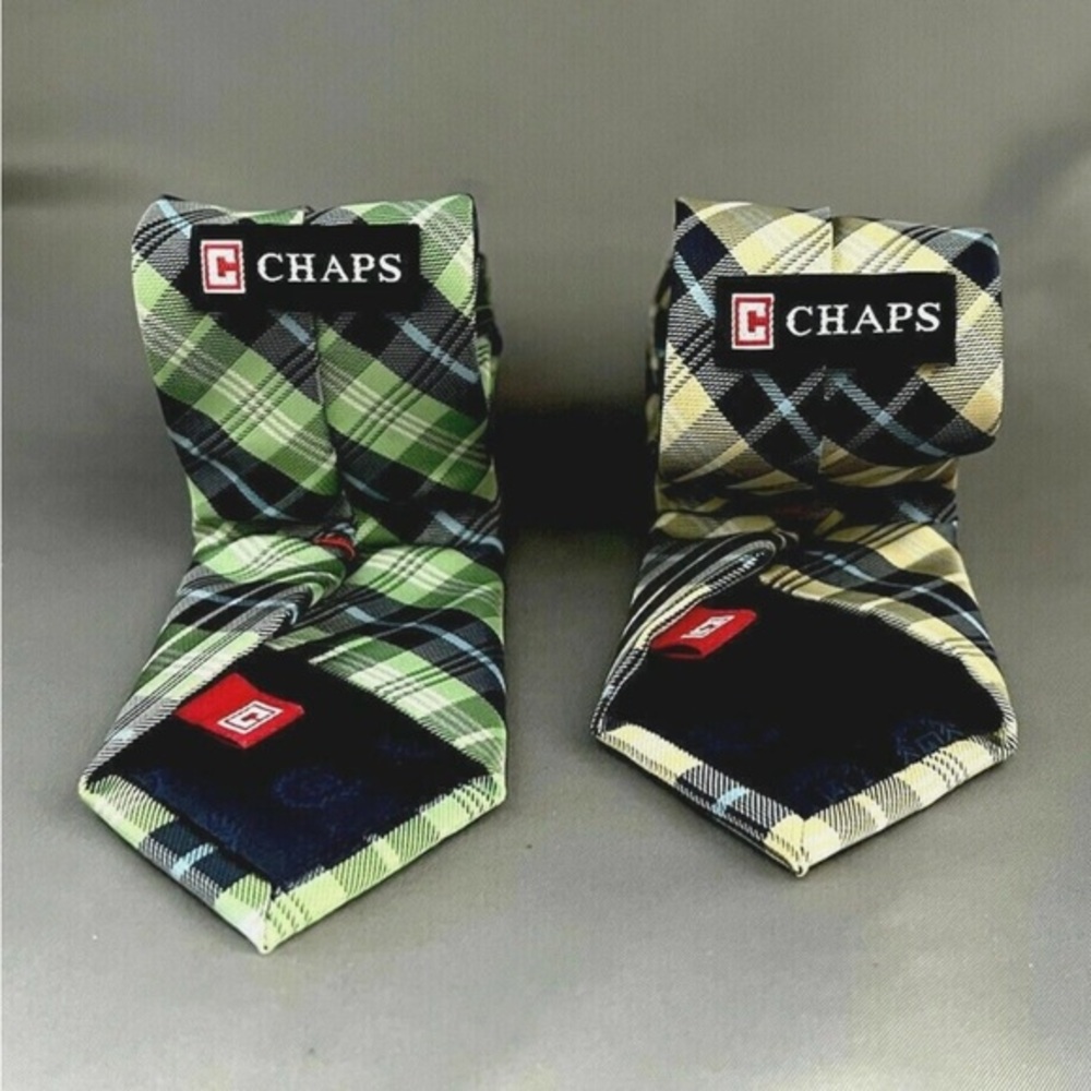 Chaps Mens Slim Neck Tie Yellow Blue or Blue Green